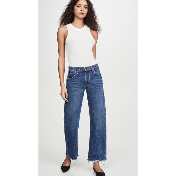 Khaite | Kerrie Mid Rise Wide Leg Raw Hem Jeans Size 25 - Picture 1 of 12